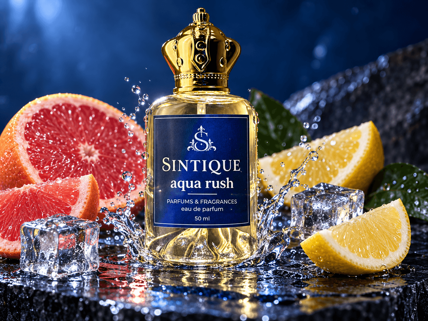 Aqua Rush perfume with its scent ingredients